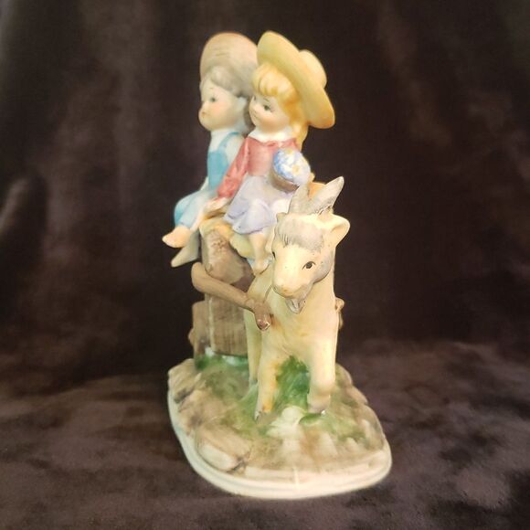 Vintage Children Riding Goat Cart Porcelain Figurine - Picture 2 of 5